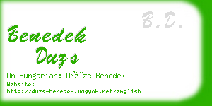 benedek duzs business card